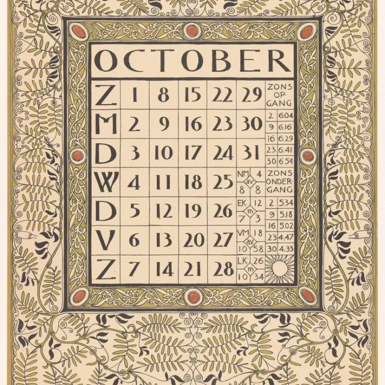 Kalenderblad voor oktober 1899 (1898)
